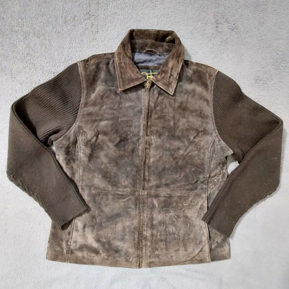 Fabio Jackets & Blazers - Fabio Coat Womens XL Vtg 80s Brown Genuine Leather Jacket Acrylic Long Sleeve
